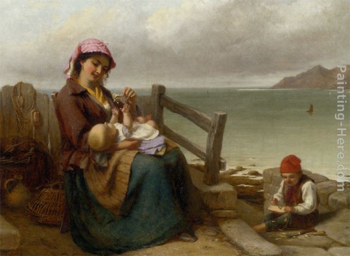 Thomas Brooks Mother and Child by the Seaside